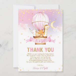 Carte De Remerciements Baby shower de ballon à air chaud Jungle Animaux F