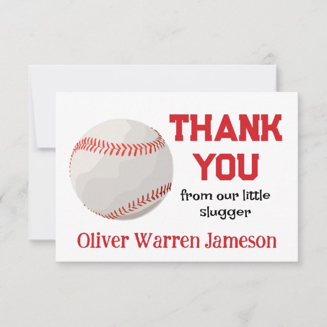 Carte De Remerciements Baby shower de baseball (Devant)