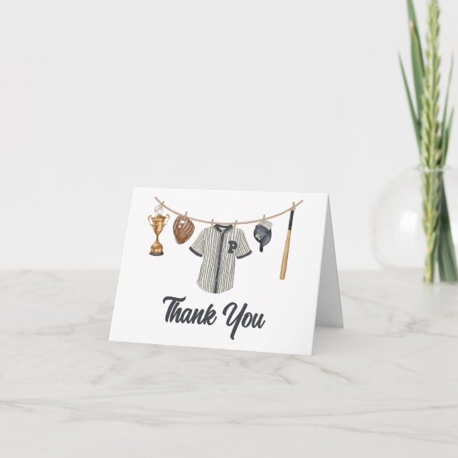 Carte De Remerciements Baby shower de baseball Little Slugger (Devant)