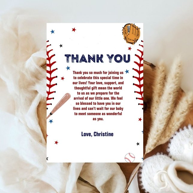 Carte De Remerciements Baby shower de baseball Sport (Créateur téléchargé)