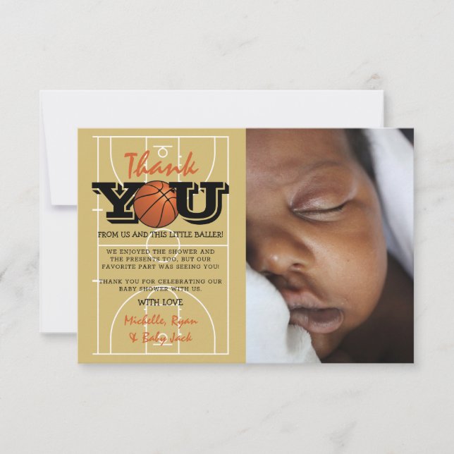 Carte De Remerciements Baby shower de basket-ball cool Photo (Devant)