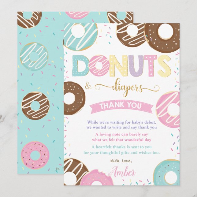Carte De Remerciements Baby shower de beignets et de pommes de terre (Devant / Derrière)