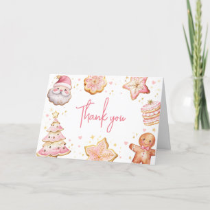 Carte De Remerciements Baby shower de biscuits de Noël rose
