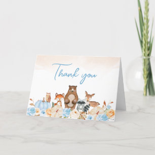 Carte De Remerciements Baby shower de bois Citrouille bleu