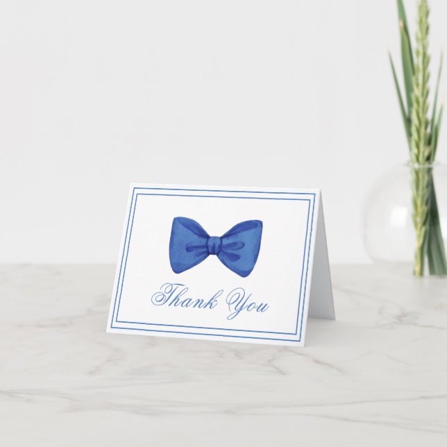Carte De Remerciements Baby shower de cadre minimaliste de fond bleu Boho (Devant)
