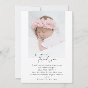 Carte De Remerciements Baby shower de calligraphie manuscrite
