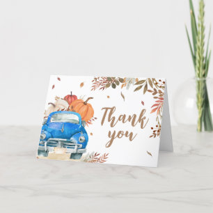 Carte De Remerciements Baby shower de camion Citrouille Blue Fall