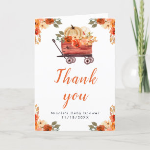 Carte De Remerciements Baby shower de camion Citrouille Floral