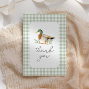 Carte De Remerciements Baby shower de canard Sage Green En vichy
