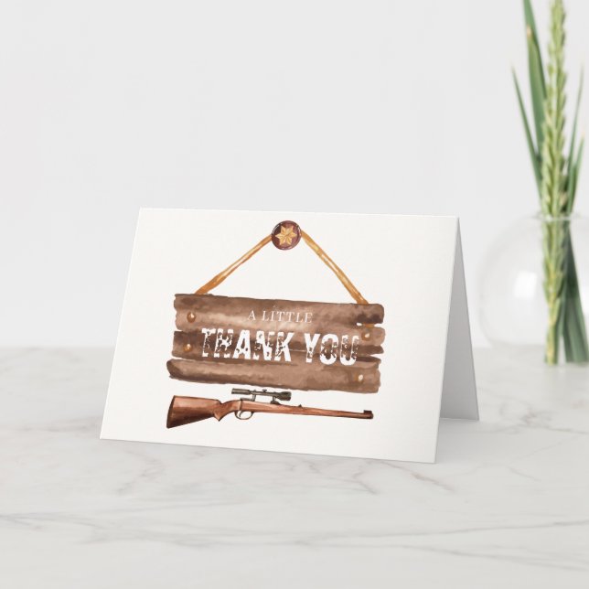 Carte De Remerciements Baby shower de canon rustique en bois de l'Ouest (Devant)