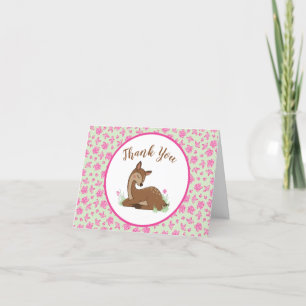 Carte De Remerciements Baby shower de cerfs Forêt Faune rose