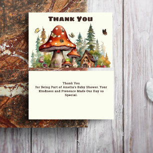 Carte De Remerciements Baby shower de champignons de forêt rustique autom