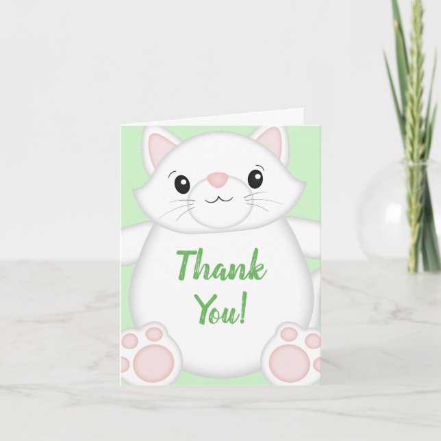 Carte De Remerciements Baby shower de chat Kitty Green (Devant)