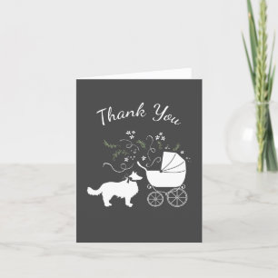Carte De Remerciements Baby shower de Chien de Collie à la frontière gris