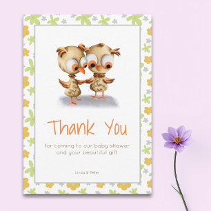 Carte De Remerciements Baby shower de chouettes