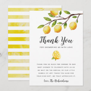 Carte De Remerciements Baby shower de citron neutre