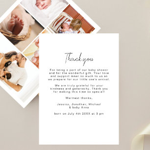 Carte De Remerciements Baby shower de collage moderne simple 5 images