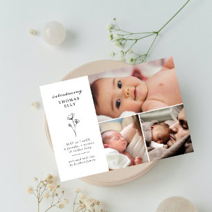 Carte De Remerciements Baby shower De Collage Photo De Sprig Of Green