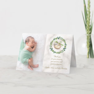 Carte De Remerciements Baby shower de couronne d'eucalyptus à fentes mign
