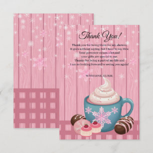 Carte De Remerciements Baby shower de crème humide en bois rose
