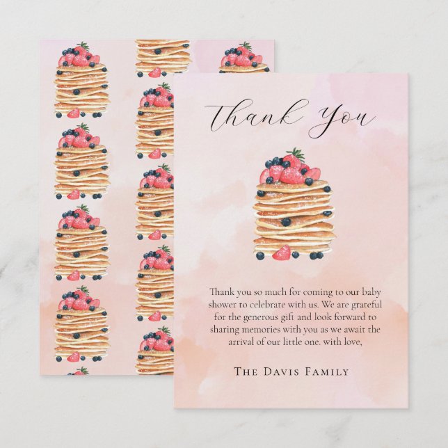 Carte De Remerciements Baby shower de crêpes aquarelle (Devant / Derrière)
