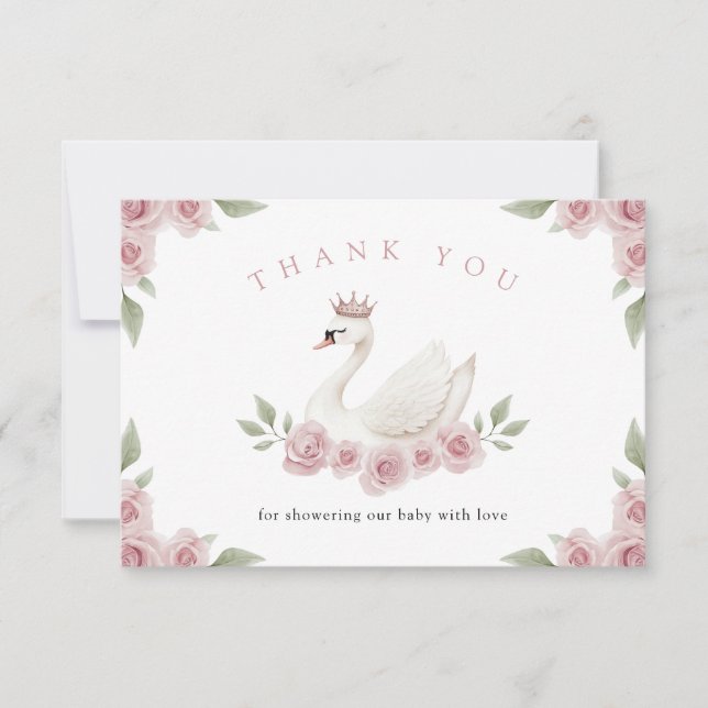 Carte De Remerciements Baby shower de cygne (Devant)
