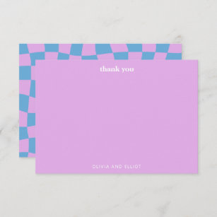Carte De Remerciements Baby shower de découpe super Lavender Checkerboard