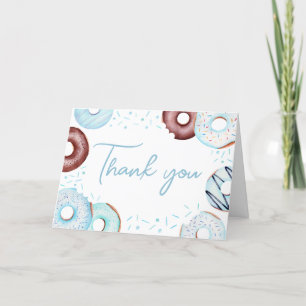 Carte De Remerciements Baby shower de Donuts et de Diapeurs bleus