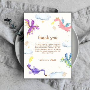 Carte De Remerciements Baby shower de dragon magique neutre pour les femm