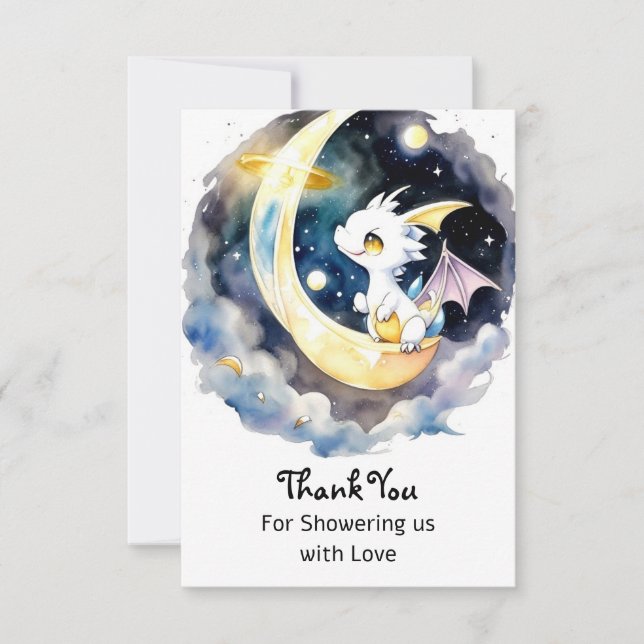 Carte De Remerciements Baby shower de dragon mystique (Devant)