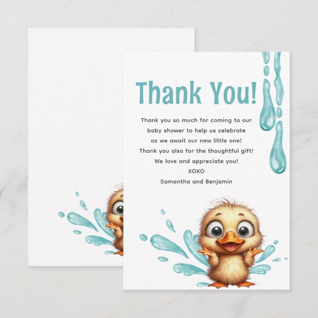 Carte De Remerciements Baby shower de fête de piscine (Devant / Derrière)