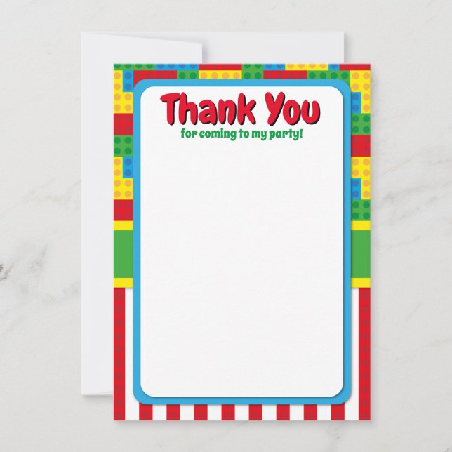 Carte De Remerciements Baby shower de fête des briques d'anniversaire de  (Devant)