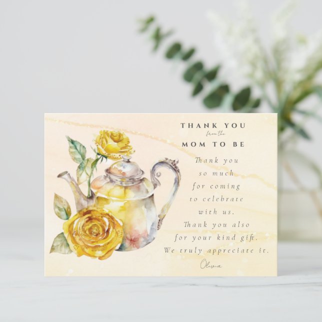 Carte De Remerciements baby shower de fête du thé fleur sauvage (Debout devant)