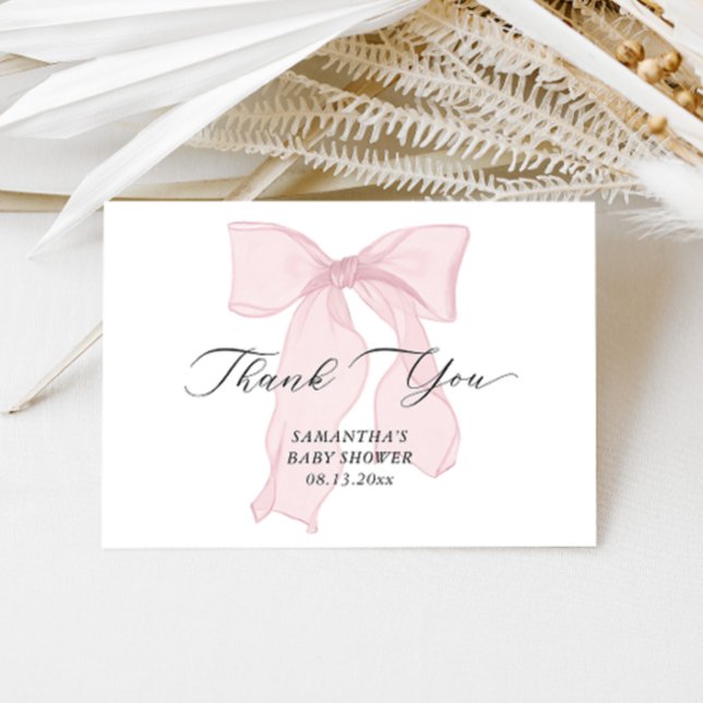 Carte De Remerciements Baby shower de fille à la cou rose (Créateur téléchargé)