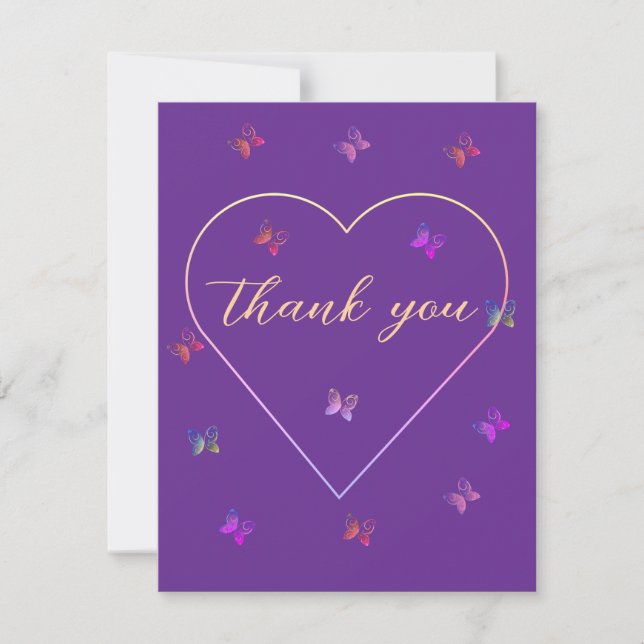 Carte De Remerciements Baby shower de fille papillon de coeur rose (Devant)