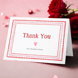 Carte De Remerciements Baby shower de fille rose amoureuse plié