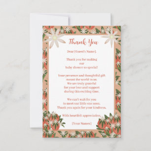 Carte De Remerciements Baby shower de fille rose Clementine Little Cutie