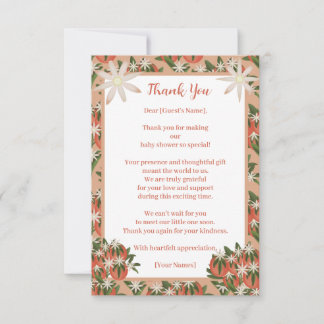 Carte De Remerciements Baby shower de fille rose Clementine Little Cutie