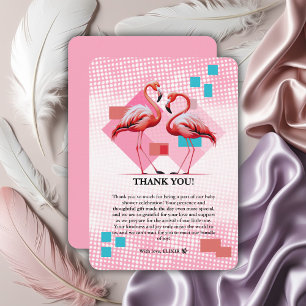 Carte De Remerciements Baby shower de Flamant rose moderne géométrique