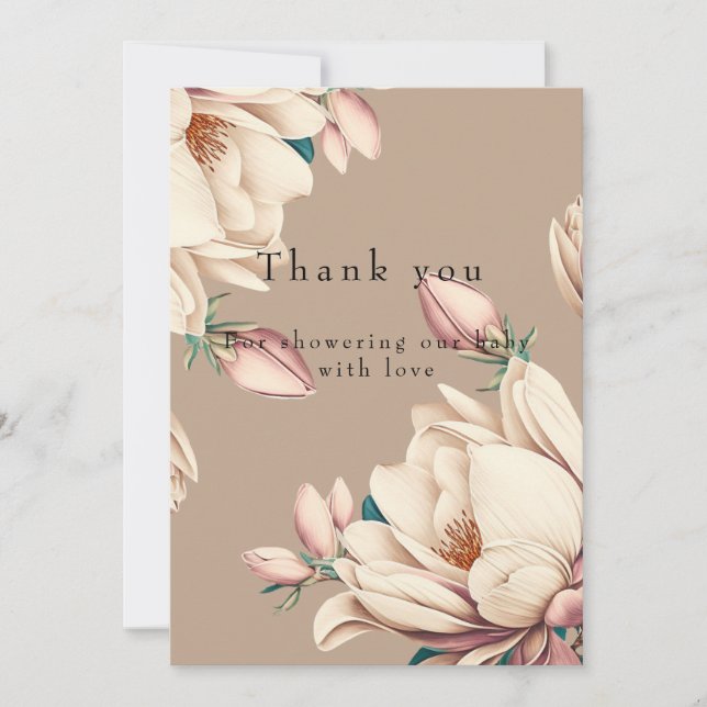 Carte De Remerciements Baby shower de fleur de Magnolia (Devant)