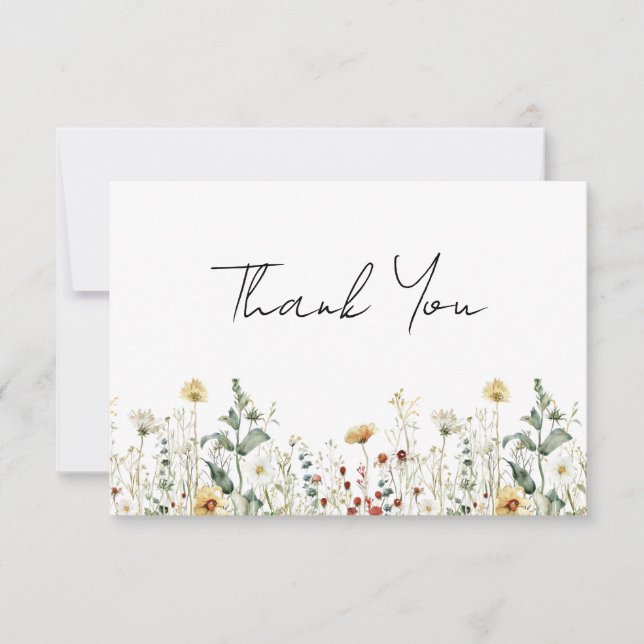 Carte De Remerciements Baby shower de Fleur sauvage d'été (Devant)