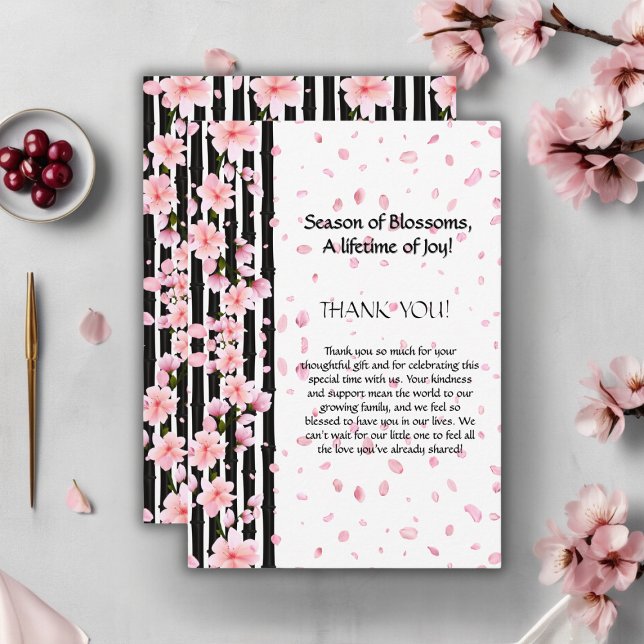 Carte De Remerciements Baby shower de fleurs de cerisiers Sakura Spring (Créateur téléchargé)