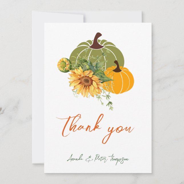Carte De Remerciements Baby shower de fleurs de soleil de petite taille C (Devant)