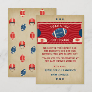 Carte De Remerciements Baby Shower de Football Rétro