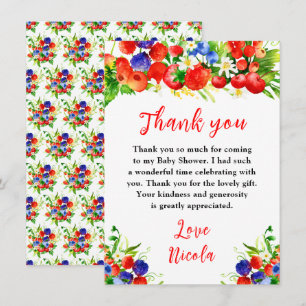 Carte De Remerciements Baby Shower de Fruits Rouges d'Été