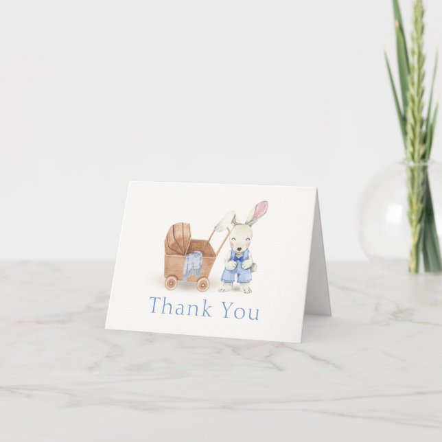 Carte De Remerciements Baby shower de garçon de poussette moderne Boho St (Devant)
