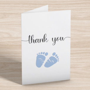 Carte De Remerciements Baby shower de garçon simple Blue Feet