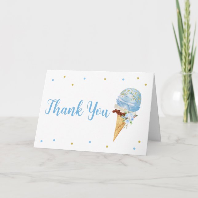 Carte De Remerciements Baby shower de glace bleu (Devant)