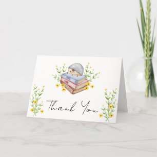 Carte De Remerciements Baby shower de hérisson fleuri