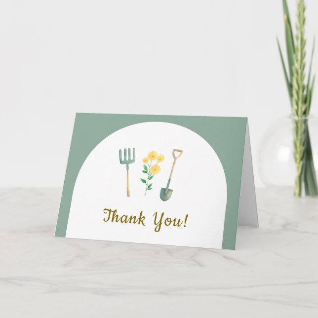Carte De Remerciements Baby shower de jardinage floral simple cultivé loc (Devant)